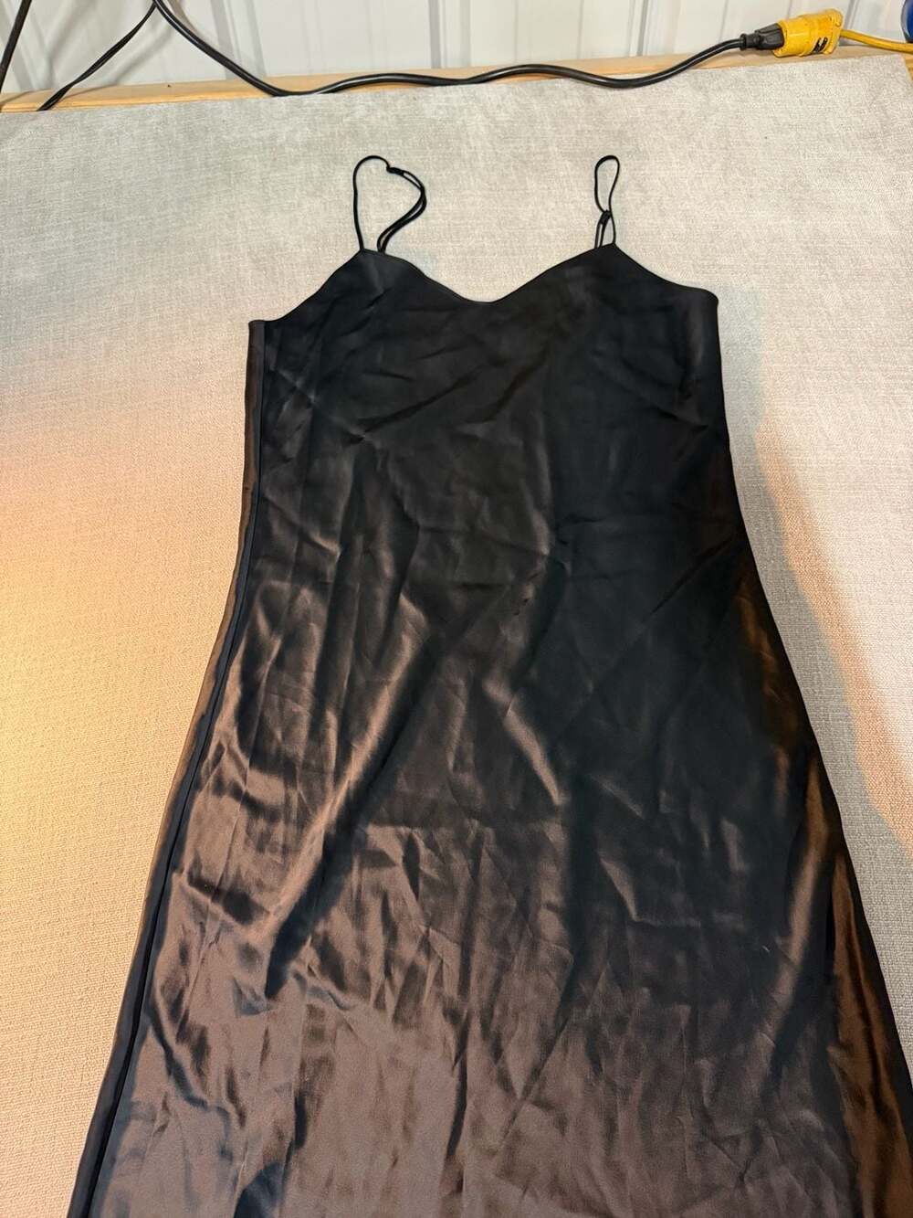 Polo Ralph Lauren Women's Black Satin Midi Slip Dress Size 10 - Picture 2 of 5